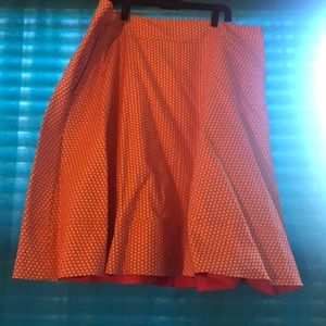 Orange and White Polka Dot Skirt